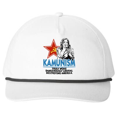 Kammunism Truly Woke Dangerously Liberal Destroying America Kamala Harris Snapback Five-Panel Rope Hat