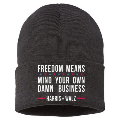 Kamalaharris Tim Walz Mind Your Own Damn Business Sustainable Knit Beanie