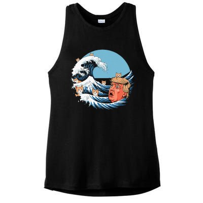 Kamala T Women Kamala Merchandise Blue Cat Wave Trump Ladies PosiCharge Tri-Blend Wicking Tank