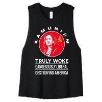 Kamunism Truly Woke Dangerously Liberal Destroying America Women's Racerback Cropped Tank