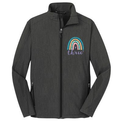 Kids Three Year Old Rainbow 3rd Birthday Gifts For 3 Bday Core Soft Shell Jacket