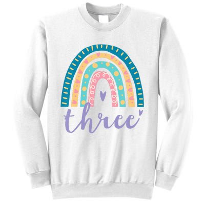 Kids Three Year Old Rainbow 3rd Birthday Gifts For 3 Bday Sweatshirt