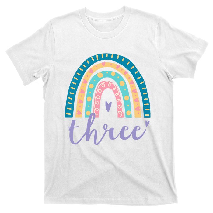 Kids Three Year Old Rainbow 3rd Birthday Gifts For 3 Bday T-Shirt