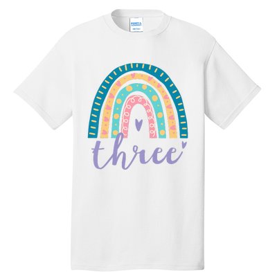 Kids Three Year Old Rainbow 3rd Birthday Gifts For 3 Bday Tall T-Shirt