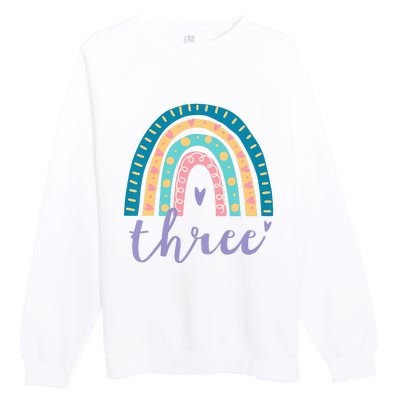 Kids Three Year Old Rainbow 3rd Birthday Gifts For 3 Bday Premium Crewneck Sweatshirt