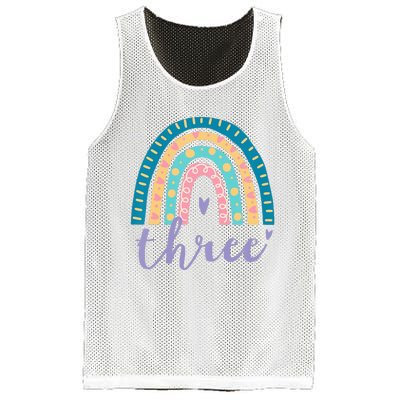 Kids Three Year Old Rainbow 3rd Birthday Gifts For 3 Bday Mesh Reversible Basketball Jersey Tank