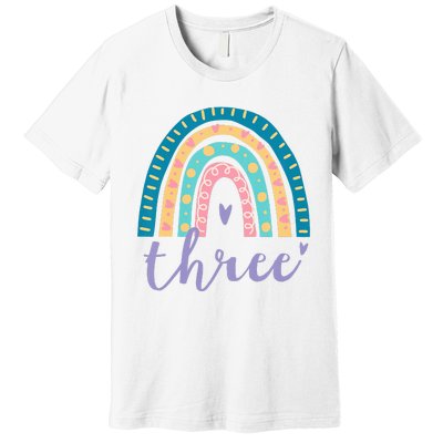 Kids Three Year Old Rainbow 3rd Birthday Gifts For 3 Bday Premium T-Shirt