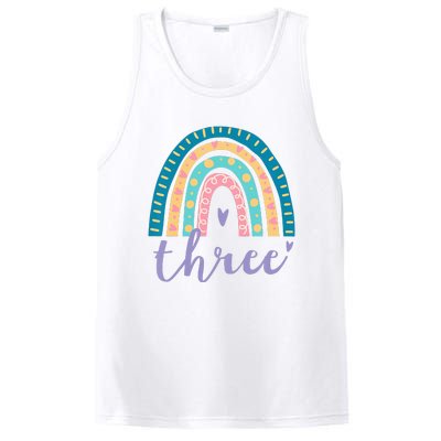 Kids Three Year Old Rainbow 3rd Birthday Gifts For 3 Bday PosiCharge Competitor Tank