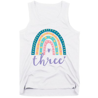 Kids Three Year Old Rainbow 3rd Birthday Gifts For 3 Bday Tank Top