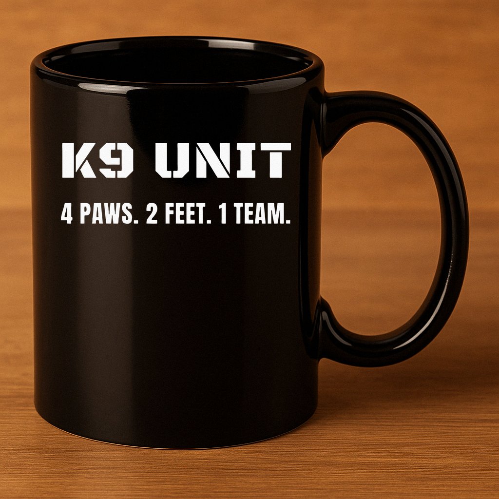 K9 Unit 4 Paws 2 Feet 1 Team K9 Officer Police Dog Handler 11oz C Handle Ceramic Mug