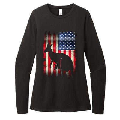 Kangaroo Usa American Flag 4th Of July Patriotic Gift Womens CVC Long Sleeve Shirt