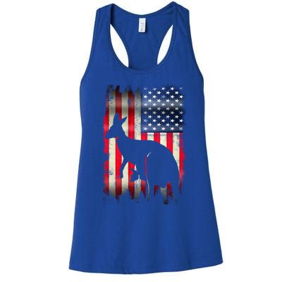 Kangaroo Usa American Flag 4th Of July Patriotic Gift Women's Racerback Tank