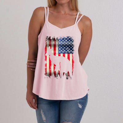 Kangaroo Usa American Flag 4th Of July Patriotic Gift Women's Strappy Tank