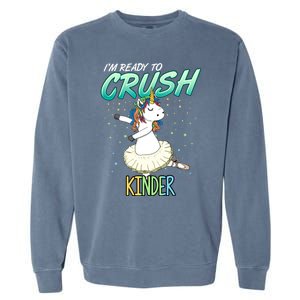 Kinder Unicorn Ballerina Ballet Dancer Hello Kindergarten Gift Garment-Dyed Sweatshirt