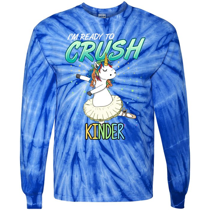 Kinder Unicorn Ballerina Ballet Dancer Hello Kindergarten Gift Tie-Dye Long Sleeve Shirt