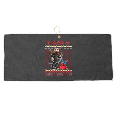 Krampus Ugly Christmas Day Horror Humor Funny Funny Gift Large Microfiber Waffle Golf Towel