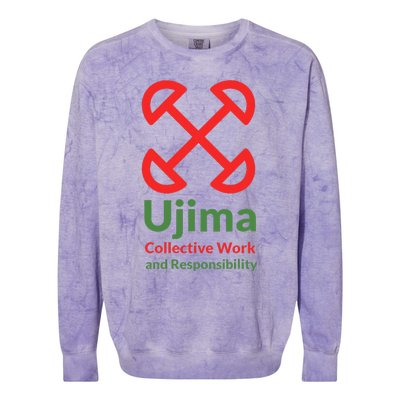 Kwanzaa Ujima Collective Work & Responsibility Colorblast Crewneck Sweatshirt