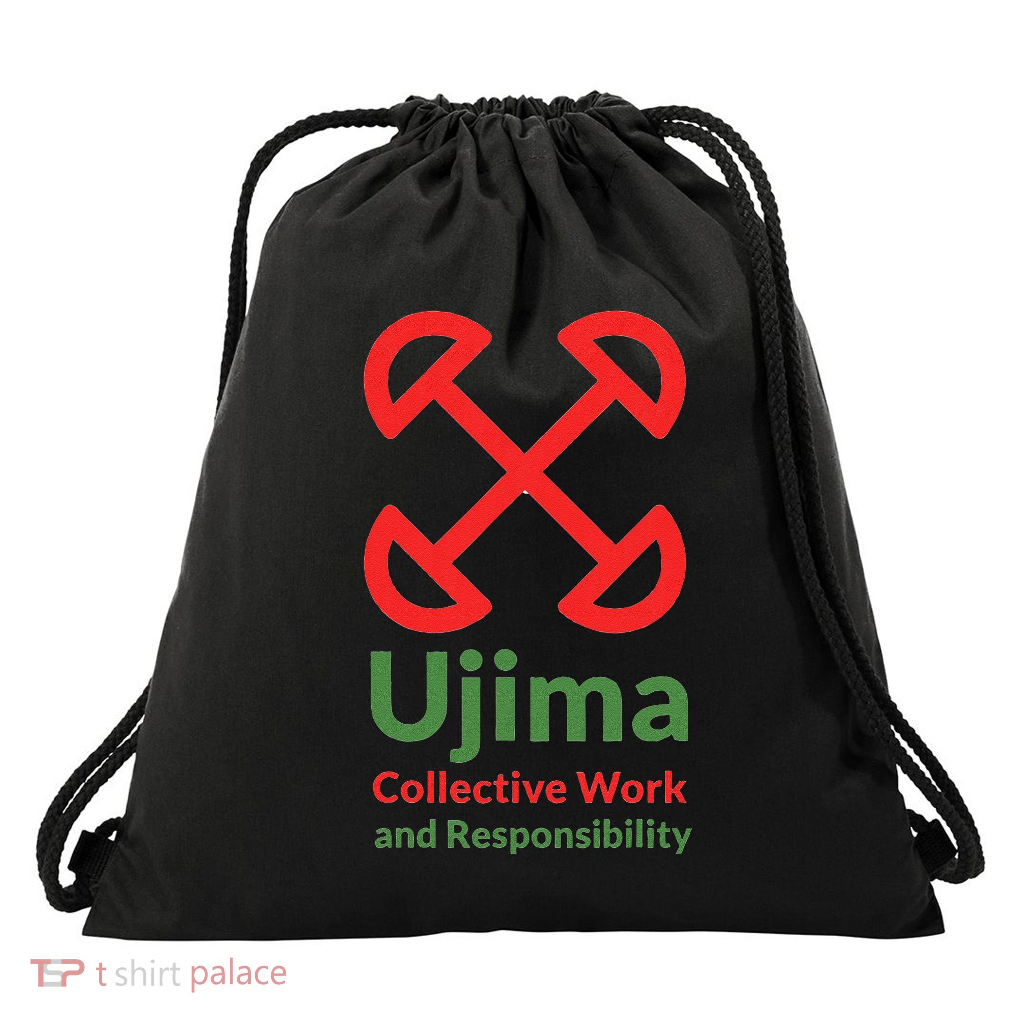 Kwanzaa Ujima Collective Work & Responsibility Drawstring Bag