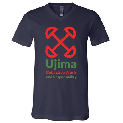 Kwanzaa Ujima Collective Work & Responsibility V-Neck T-Shirt