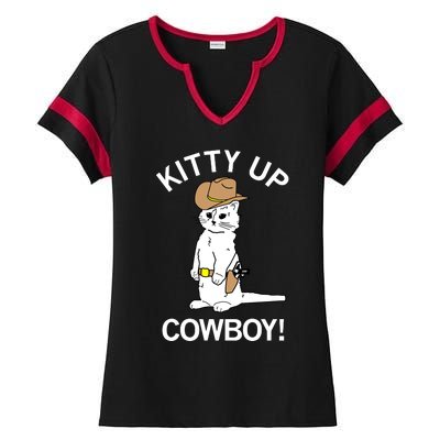 Kitty Up Cowboy Ladies Halftime Notch Neck Tee