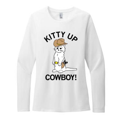 Kitty Up Cowboy Womens CVC Long Sleeve Shirt