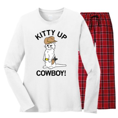 Kitty Up Cowboy Women's Long Sleeve Flannel Pajama Set 