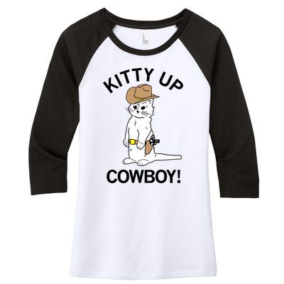 Kitty Up Cowboy Women's Tri-Blend 3/4-Sleeve Raglan Shirt