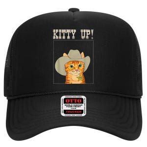 Kitty Up! Cowboy Cat Western Kitten High Crown Mesh Back Trucker Hat