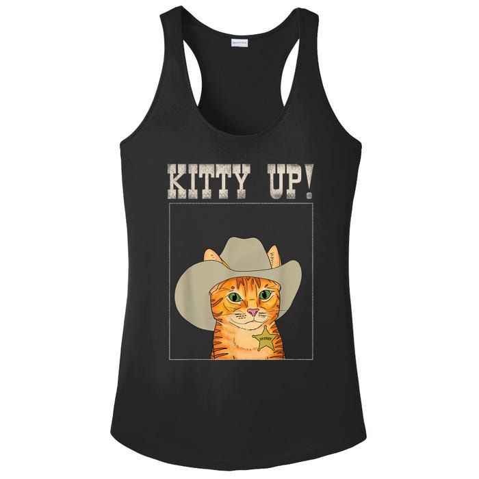 Kitty Up! Cowboy Cat Western Kitten Ladies PosiCharge Competitor Racerback Tank