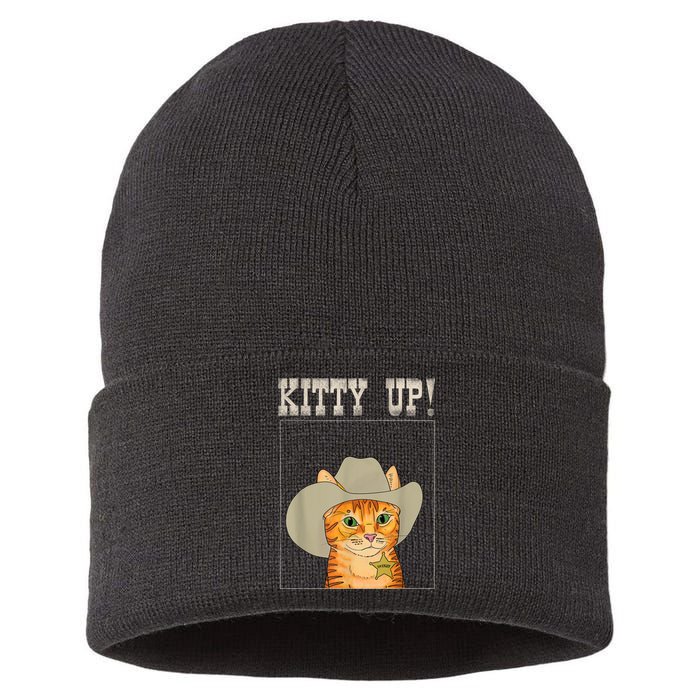 Kitty Up! Cowboy Cat Western Kitten Sustainable Knit Beanie