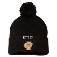 Kitty Up! Cowboy Cat Western Kitten Pom Pom 12in Knit Beanie