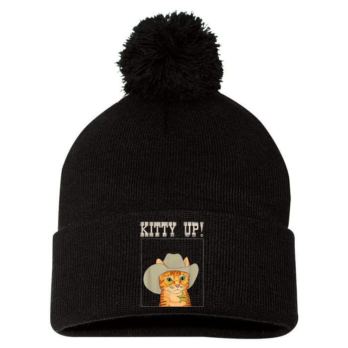 Kitty Up! Cowboy Cat Western Kitten Pom Pom 12in Knit Beanie