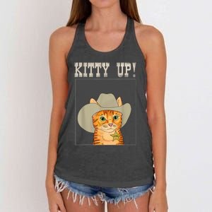 Kitty Up! Cowboy Cat Western Kitten Women's Knotted Racerback Tank