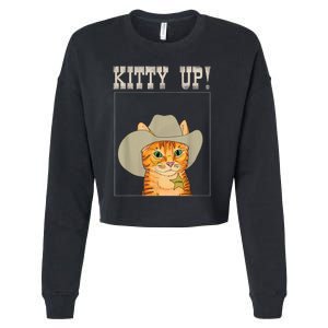 Kitty Up! Cowboy Cat Western Kitten Cropped Pullover Crew