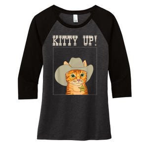 Kitty Up! Cowboy Cat Western Kitten Women's Tri-Blend 3/4-Sleeve Raglan Shirt