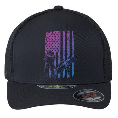 K9 Unit Dog Police Officer Army Soldier Rescue Usa Flag Gift Flexfit Unipanel Trucker Cap