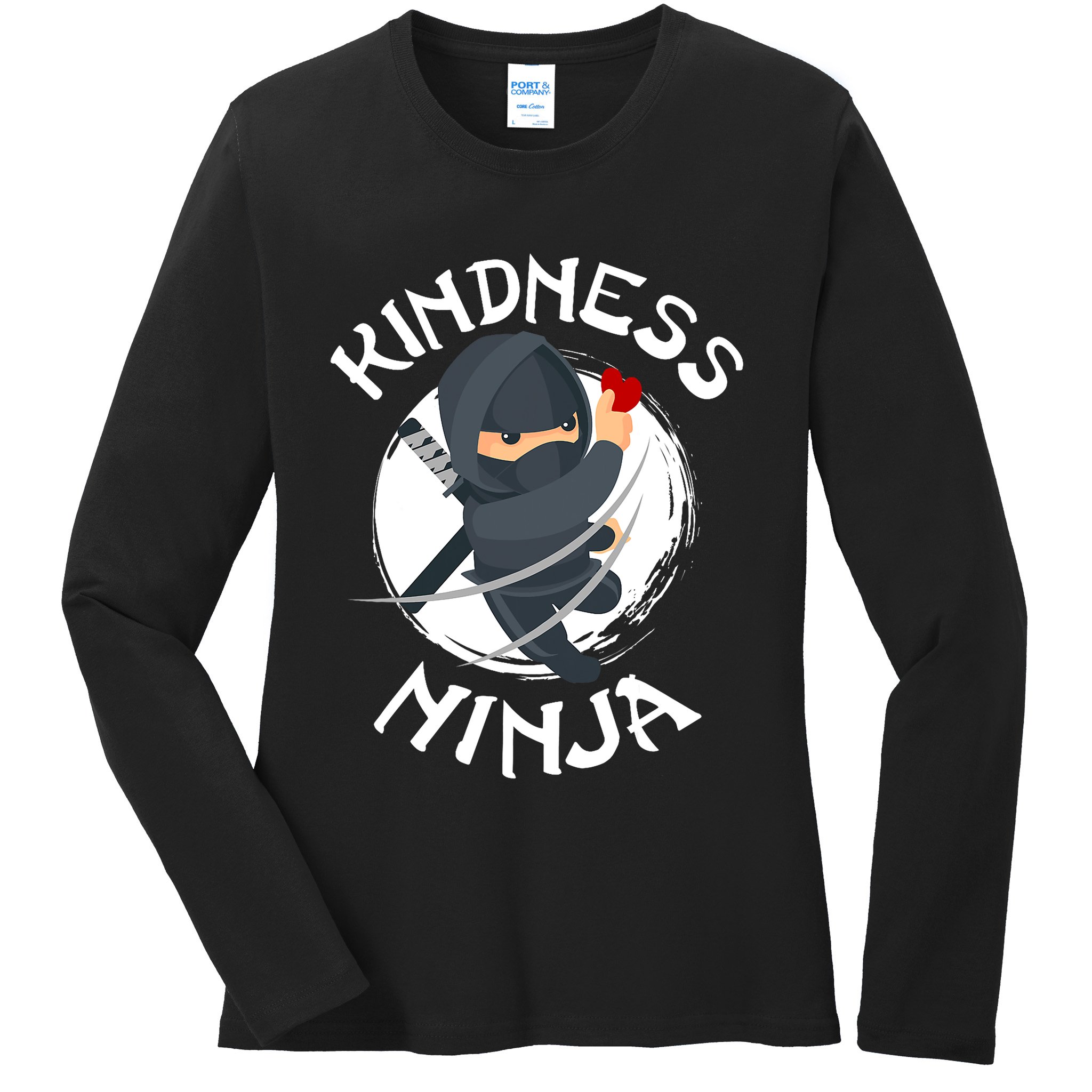 Kids Unity Day Orange Kindness Ninja Anti Bullying Ladies Long Sleeve Shirt