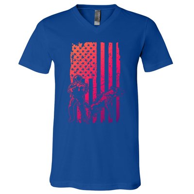 K9 Unit Dog Police Officer Army Soldier Rescue Usa Flag Gift V-Neck T-Shirt