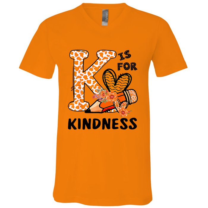 Kindness Unity Day Orange No Bullying Teachers V-Neck T-Shirt