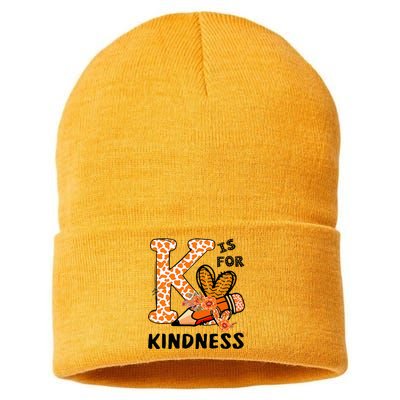 Kindness Unity Day Orange No Bullying Teachers Sustainable Knit Beanie