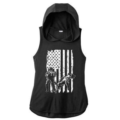 K9 Unit Dog Police Officer Army Soldier Rescue Usa Flag Gift Ladies PosiCharge Tri-Blend Wicking Draft Hoodie Tank