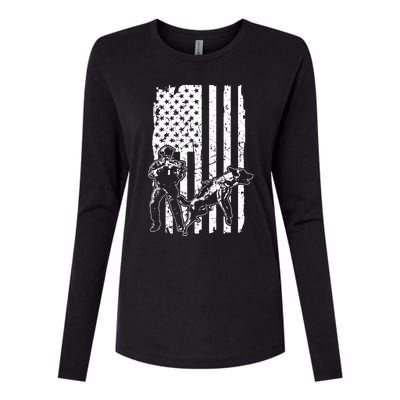 K9 Unit Dog Police Officer Army Soldier Rescue Usa Flag Gift Womens Cotton Relaxed Long Sleeve T-Shirt