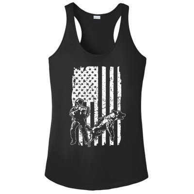 K9 Unit Dog Police Officer Army Soldier Rescue Usa Flag Gift Ladies PosiCharge Competitor Racerback Tank