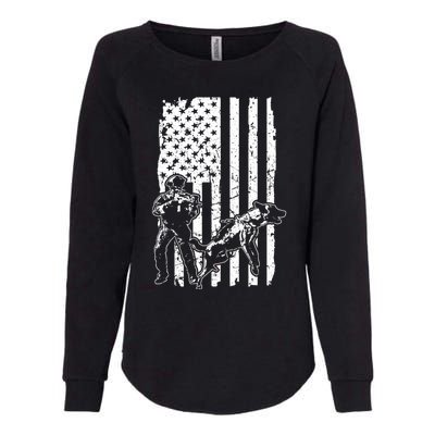 K9 Unit Dog Police Officer Army Soldier Rescue Usa Flag Gift Womens California Wash Sweatshirt