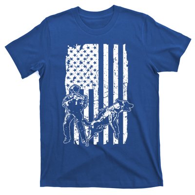 K9 Unit Dog Police Officer Army Soldier Rescue Usa Flag Gift T-Shirt