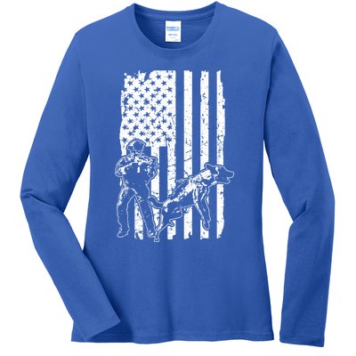 K9 Unit Dog Police Officer Army Soldier Rescue Usa Flag Gift Ladies Long Sleeve Shirt