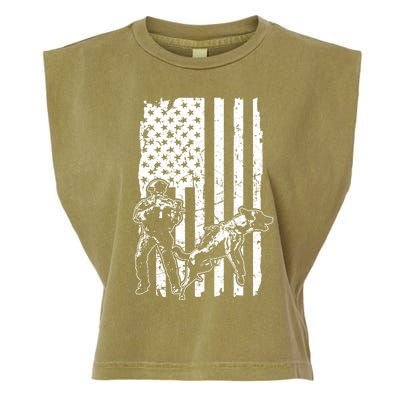 K9 Unit Dog Police Officer Army Soldier Rescue Usa Flag Gift Garment-Dyed Women's Muscle Tee