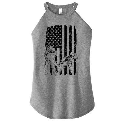 K9 Unit Dog Police Officer Army Soldier Rescue Usa Flag Gift Women's Perfect Tri Rocker Tank