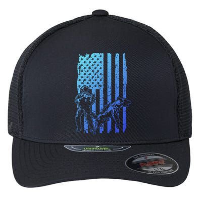 K9 Unit Dog Police Officer Army Soldier Rescue Usa Flag Gift Flexfit Unipanel Trucker Cap