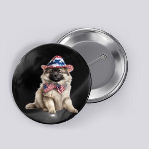 Keeshond USA Flag American Dogs Patriotic 4th Of July Button